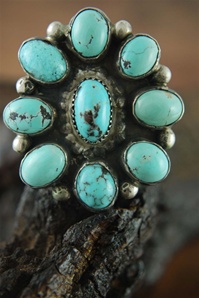 LARGE PERSIAN TURQUOISE CLUSTER RING *SOLD*
